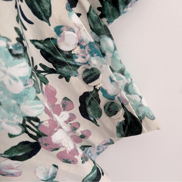 J.Jill Linen Stretch Fresh Spring Floral Cropped 3 Button Ankle Side Zip Pant M - Picture 11 of 14